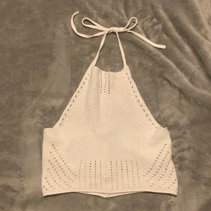 White knit tie knot tank